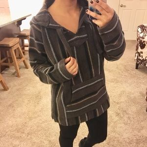 Boho brown poncho drug rug